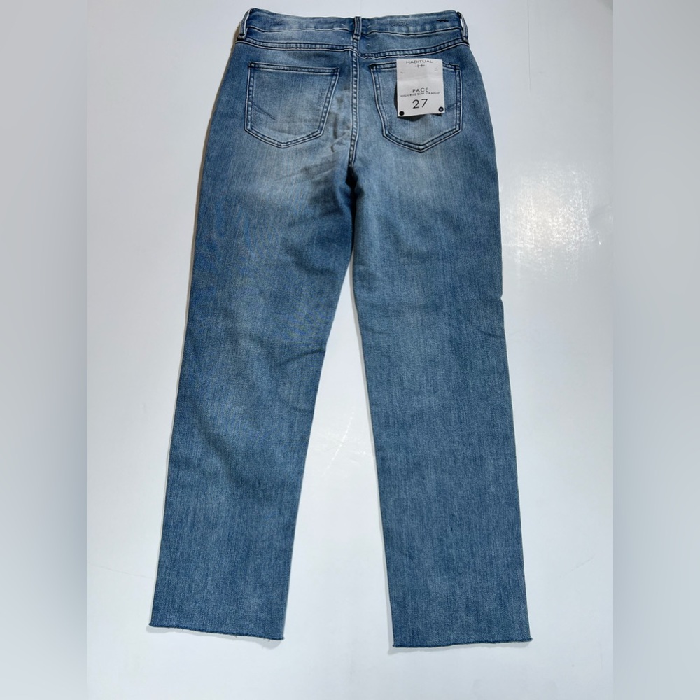 Habitual Pace High Rise Slim Straight Jeans 27 Light Wash Cropped Slit Hem - Picture 12 of 16
